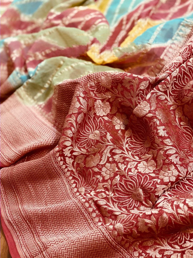 Zynah Pure Banarasi Woven Khaddi Georgette Saree; Custom Stitched/Ready-made Blouse, Fall, Petticoat; Shipping available USA, Worldwide