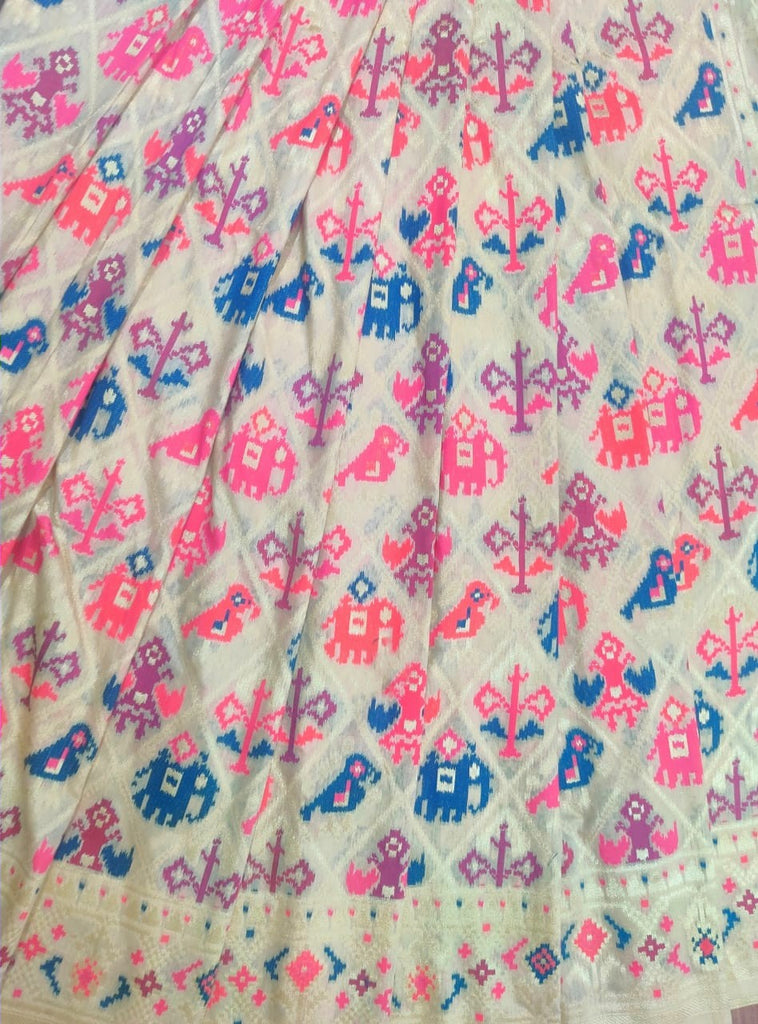 Zynah Kani Silk Saree with Patola Weave; Custom Stitched/Ready-made Blouse, Fall, Petticoat; Shipping available USA, Worldwide