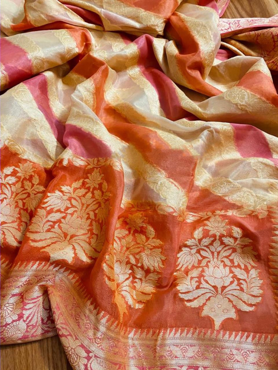 Zynah Banarasi Woven Georgette Chiffon Saree; Custom Stitched/Ready-made Blouse, Fall, Petticoat; Shipping available USA, Worldwide