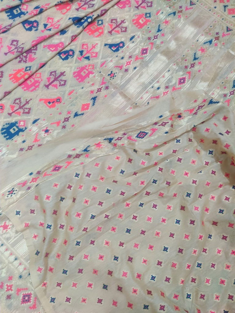 Zynah Kani Silk Saree with Patola Weave; Custom Stitched/Ready-made Blouse, Fall, Petticoat; Shipping available USA, Worldwide