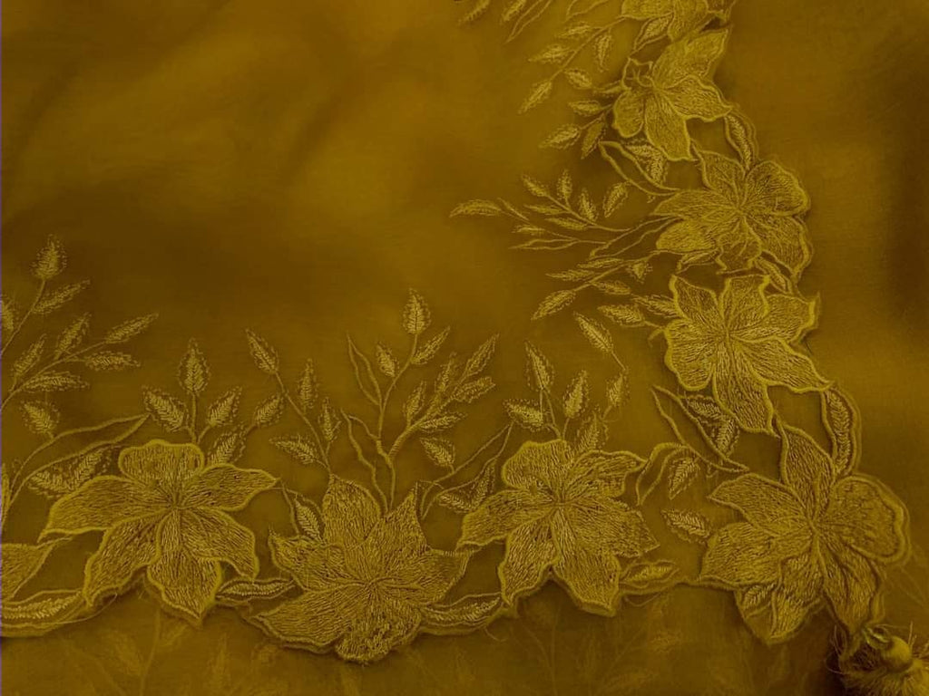 Zynah Pure Organza Saree with Cutwork & Embroidery; Custom Stitched/Ready-made Blouse, Fall, Petticoat; Shipping available USA, Worldwide