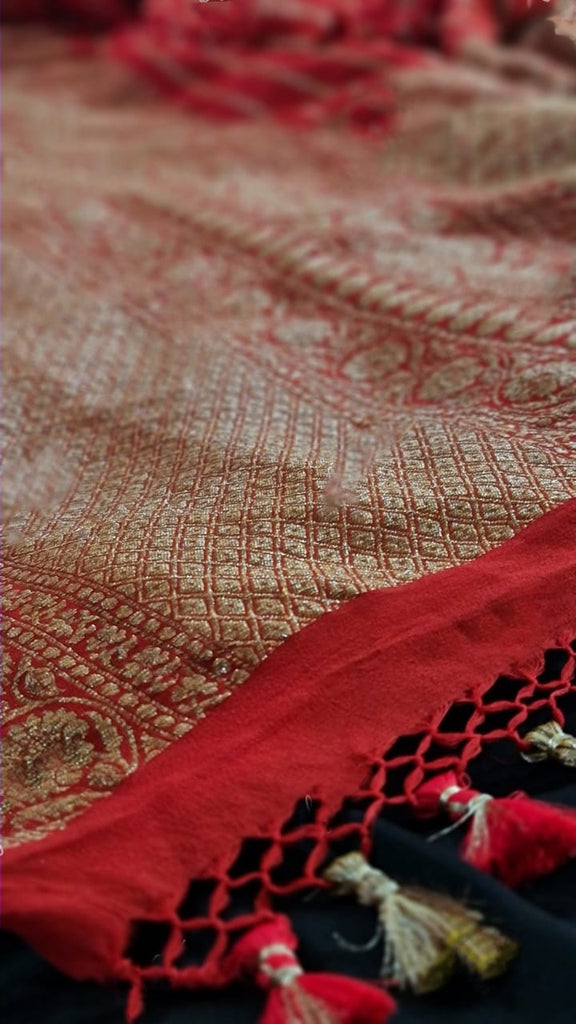 Zynah Pure Banarasi Woven Khaddi Georgette Saree; Custom Stitched/Ready-made Blouse, Fall, Petticoat; Shipping available USA, Worldwide