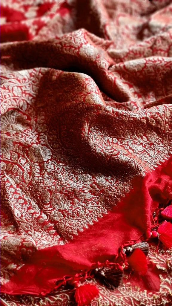 Zynah Pure Banarasi Woven Khaddi Georgette Saree; Custom Stitched/Ready-made Blouse, Fall, Petticoat; Shipping available USA, Worldwide