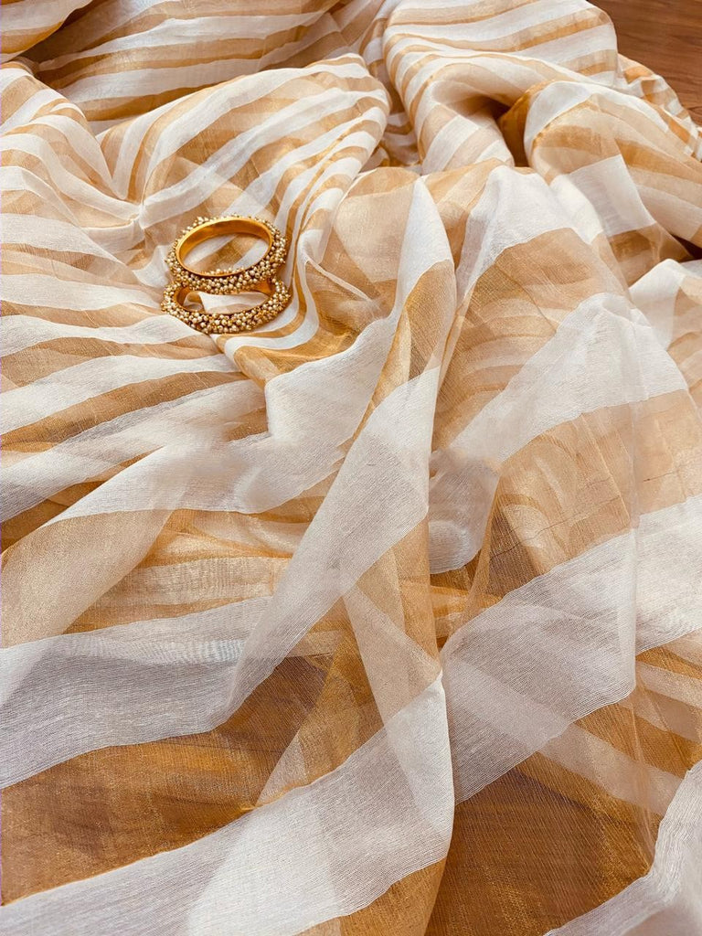 Zynah Organic Pure Linen by Linen(120c) Saree with Vertical Stripes; Custom Stitched/Ready-made Blouse, Fall, Petticoat; Shipping available USA, Worldwide