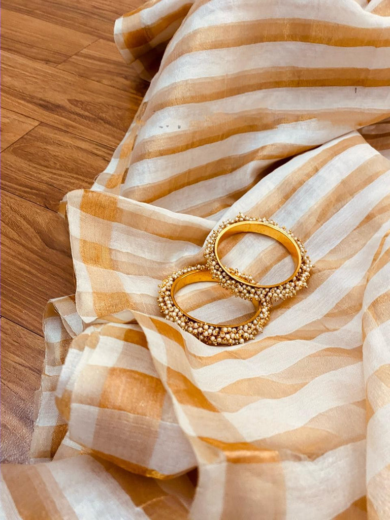 Zynah Organic Pure Linen by Linen(120c) Saree with Vertical Stripes; Custom Stitched/Ready-made Blouse, Fall, Petticoat; Shipping available USA, Worldwide