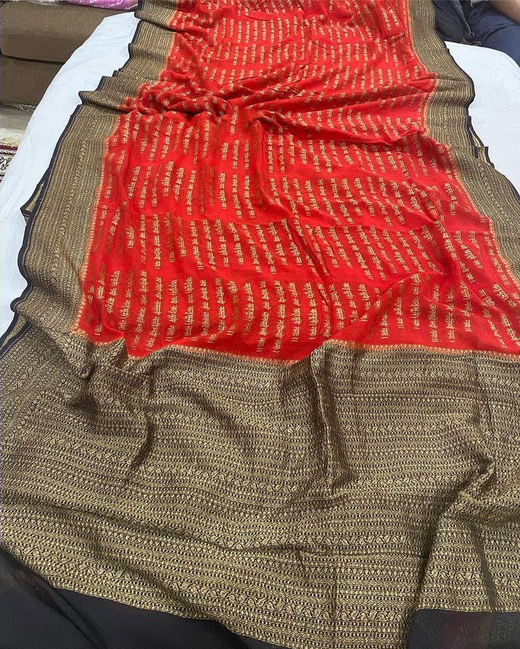 Zynah Pure Banarasi Woven Khaddi Georgette Saree with Antique Zari Weave; Custom Stitched/Ready-made Blouse, Fall, Petticoat; Shipping available USA, Worldwide