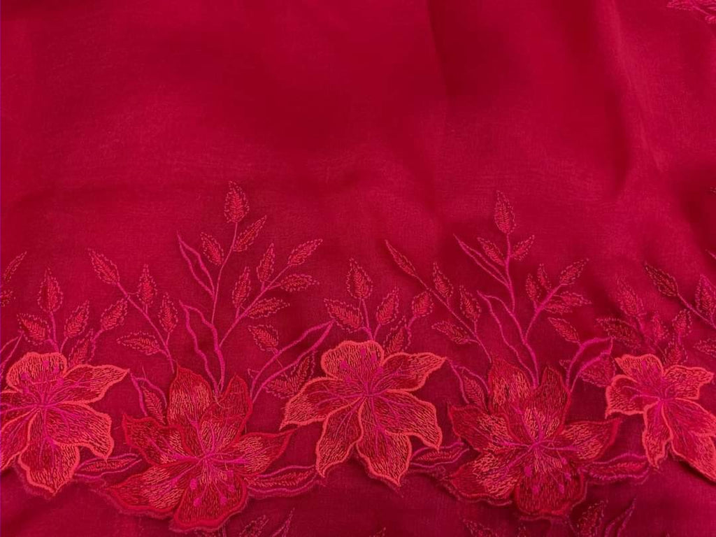 Zynah Pure Organza Saree with Cutwork & Embroidery; Custom Stitched/Ready-made Blouse, Fall, Petticoat; Shipping available USA, Worldwide