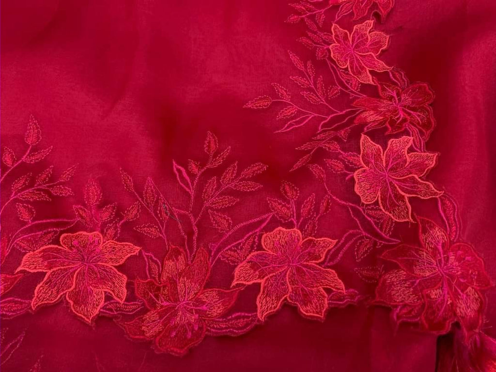 Zynah Pure Organza Saree with Cutwork & Embroidery; Custom Stitched/Ready-made Blouse, Fall, Petticoat; Shipping available USA, Worldwide
