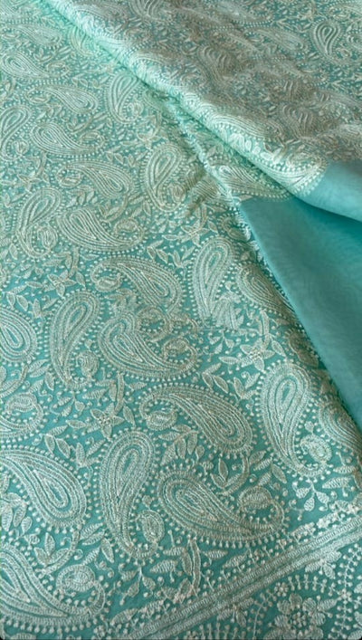 Zynah Pure Organza Silk Saree with Chikankari Embroidery; Custom Stitched/Ready-made Blouse, Fall, Petticoat; Shipping available USA, Worldwide