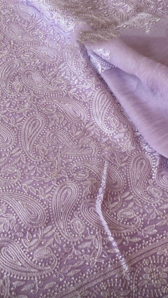 Zynah Pure Organza Silk Saree with Chikankari Embroidery; Custom Stitched/Ready-made Blouse, Fall, Petticoat; Shipping available USA, Worldwide