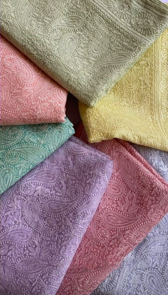 Zynah Pure Organza Silk Saree with Chikankari Embroidery; Custom Stitched/Ready-made Blouse, Fall, Petticoat; Shipping available USA, Worldwide