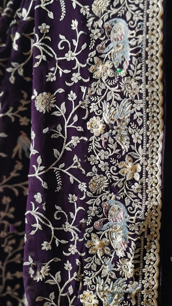 Zynah Pure Georgette Saree with Heavy Embroidery & Swarovski Stone Work; Custom Stitched/Ready-made Blouse, Fall, Petticoat; Shipping available USA, Worldwide