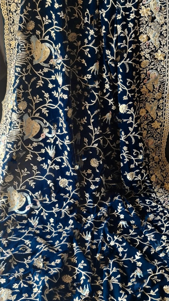 Zynah Pure Georgette Saree with Heavy Embroidery & Swarovski Stone Work; Custom Stitched/Ready-made Blouse, Fall, Petticoat; Shipping available USA, Worldwide