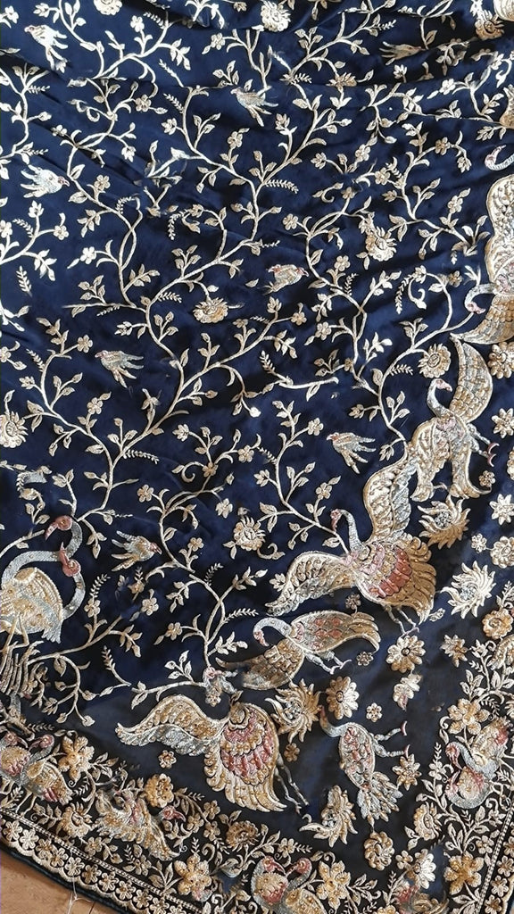 Zynah Pure Georgette Saree with Heavy Embroidery & Swarovski Stone Work; Custom Stitched/Ready-made Blouse, Fall, Petticoat; Shipping available USA, Worldwide