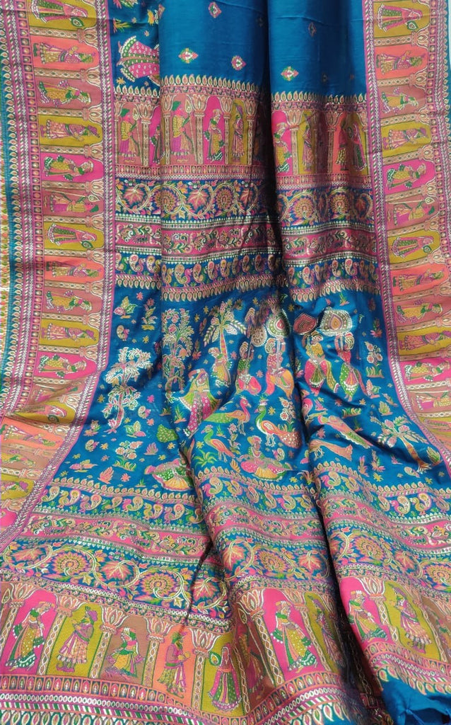 Zynah Pure Kani Silk Cotton Saree with Vibrant Colour Weave; Custom Stitched/Ready-made Blouse, Fall, Petticoat; Shipping available USA, Worldwide