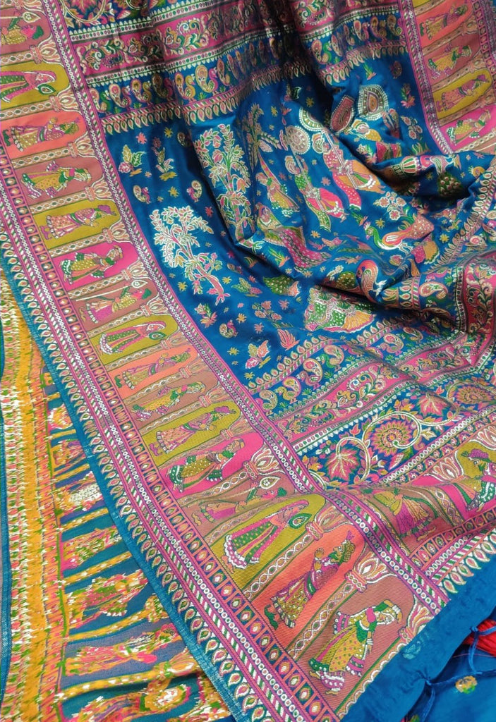 Zynah Pure Kani Silk Cotton Saree with Vibrant Colour Weave; Custom Stitched/Ready-made Blouse, Fall, Petticoat; Shipping available USA, Worldwide