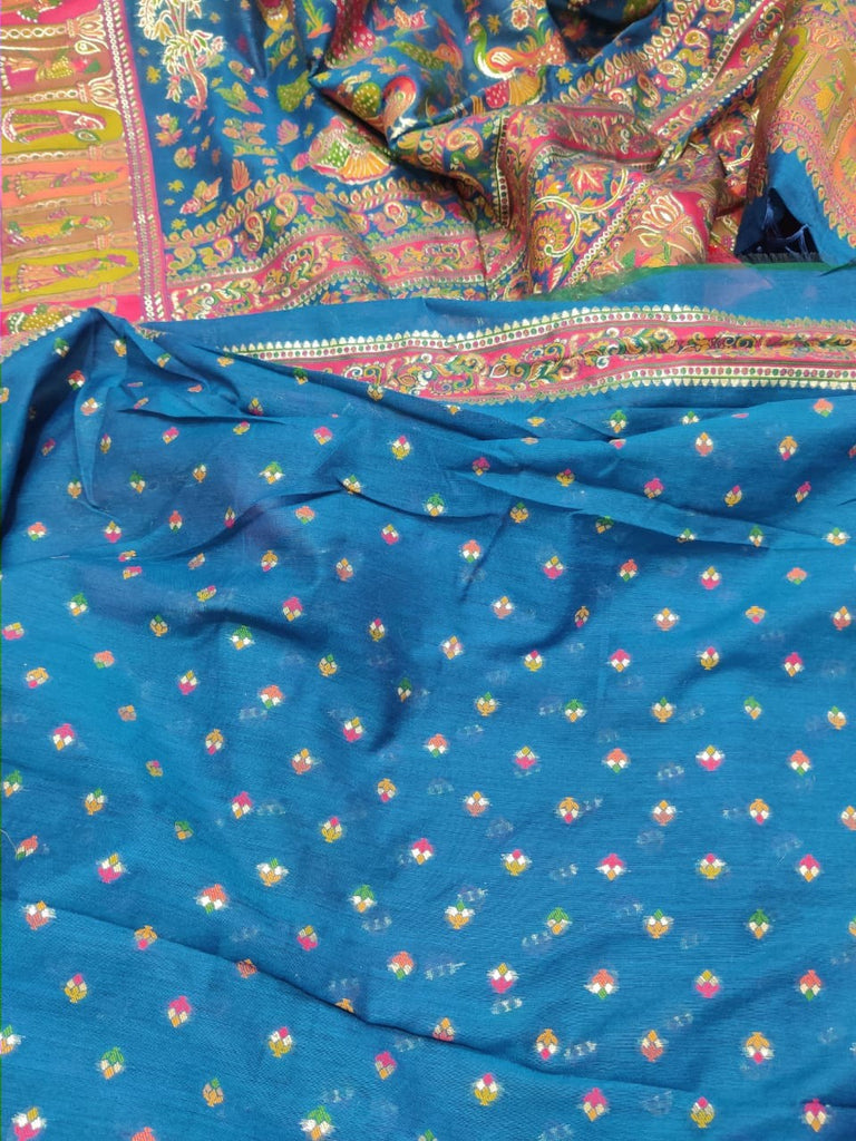 Zynah Pure Kani Silk Cotton Saree with Vibrant Colour Weave; Custom Stitched/Ready-made Blouse, Fall, Petticoat; Shipping available USA, Worldwide