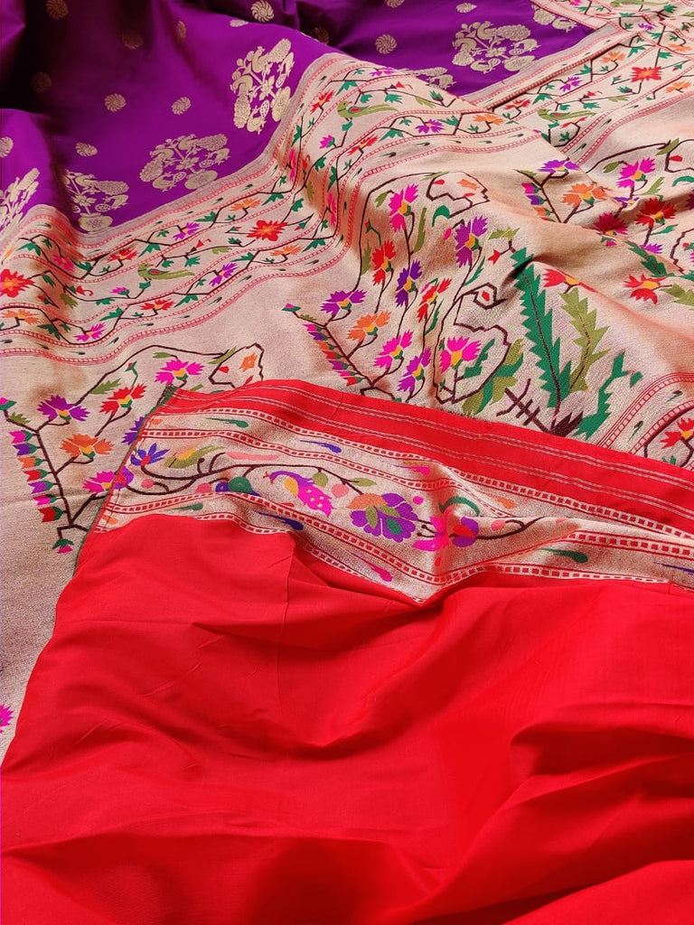 Zynah Pure Soft Silk Saree with Paithani Style Weave & Meenakari Border; Custom Stitched/Ready-made Blouse, Fall, Petticoat; Shipping available USA, Worldwide
