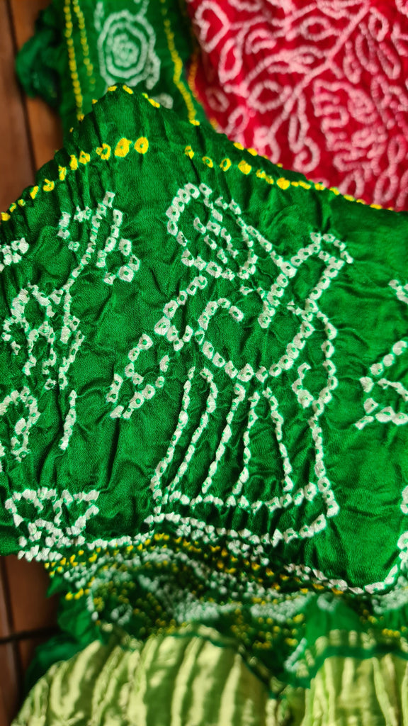 Zynah Pure Gajji Silk Designer Bandhani Saree with Tissue Pallu; Custom Stitched/Ready-made Blouse, Fall, Petticoat; Shipping available USA, Worldwide