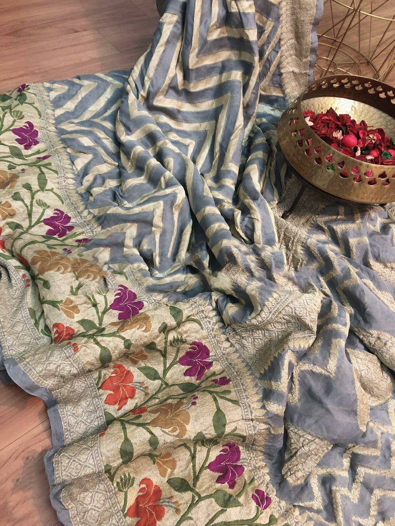 Zynah Pure Chiffon Georgette Banarasi Woven Saree, Dyeable; Custom Stitched/Ready-made Blouse, Fall, Petticoat; Shipping available USA, Worldwide