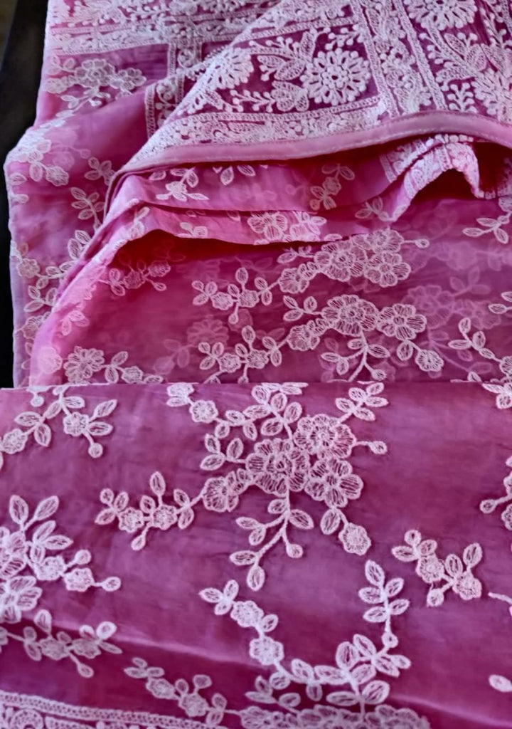 Zynah Pure Organza Chikankari Saree in Pastel Shades; Custom Stitched/Ready-made Blouse, Fall, Petticoat; Shipping available USA, Worldwide