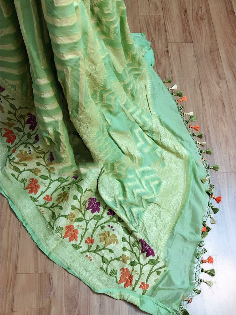 Zynah Pure Chiffon Georgette Banarasi Woven Saree, Dyeable; Custom Stitched/Ready-made Blouse, Fall, Petticoat; Shipping available USA, Worldwide