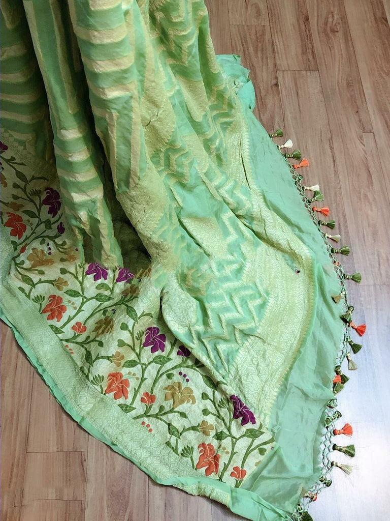 Zynah Pure Chiffon Georgette Banarasi Woven Saree, Dyeable; Custom Stitched/Ready-made Blouse, Fall, Petticoat; Shipping available USA, Worldwide