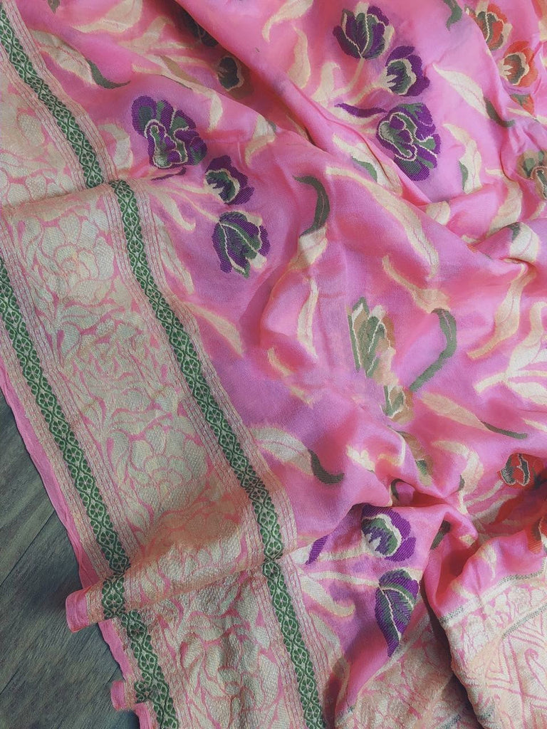Zynah Pure Chiffon Georgette Banarasi Woven Saree, Dyeable; Custom Stitched/Ready-made Blouse, Fall, Petticoat; Shipping available USA, Worldwide