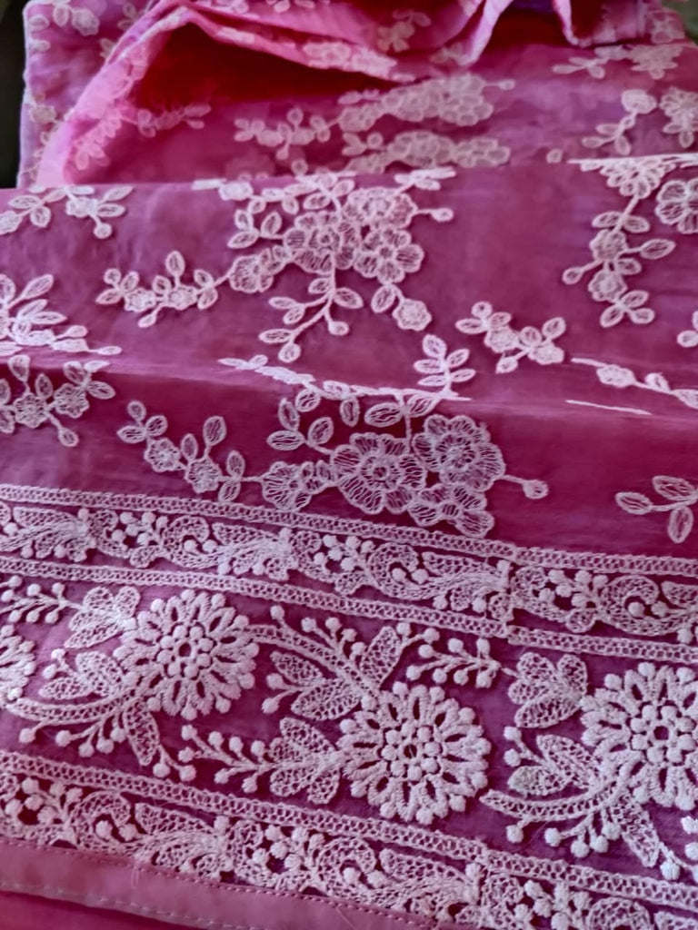 Zynah Pure Organza Chikankari Saree in Pastel Shades; Custom Stitched/Ready-made Blouse, Fall, Petticoat; Shipping available USA, Worldwide