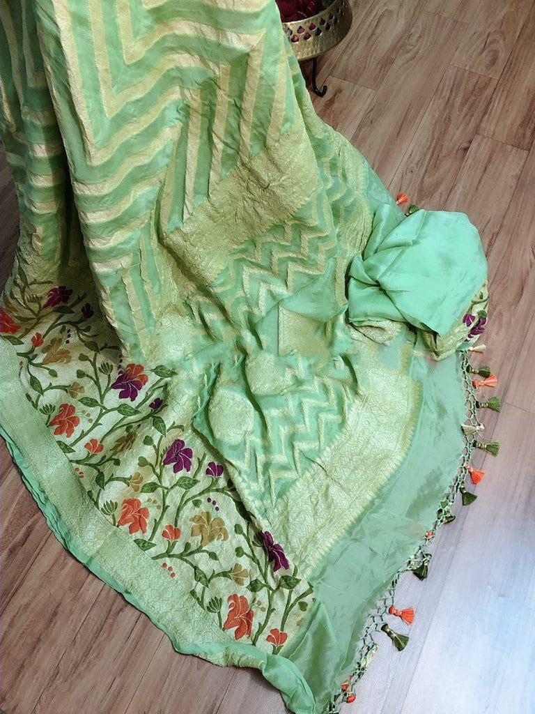 Zynah Pure Chiffon Georgette Banarasi Woven Saree, Dyeable; Custom Stitched/Ready-made Blouse, Fall, Petticoat; Shipping available USA, Worldwide