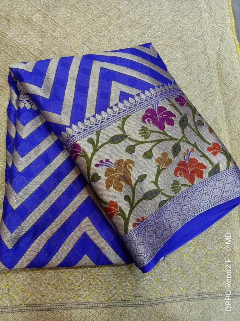 Zynah Pure Chiffon Georgette Banarasi Woven Saree, Dyeable; Custom Stitched/Ready-made Blouse, Fall, Petticoat; Shipping available USA, Worldwide