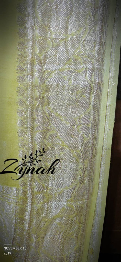 Zynah Pure Banarasi Handloom Khaddi Georgette Saree with Zari Weave; Custom Stitched/Ready-made Blouse, Fall, Petticoat; Shipping available USA, Worldwide