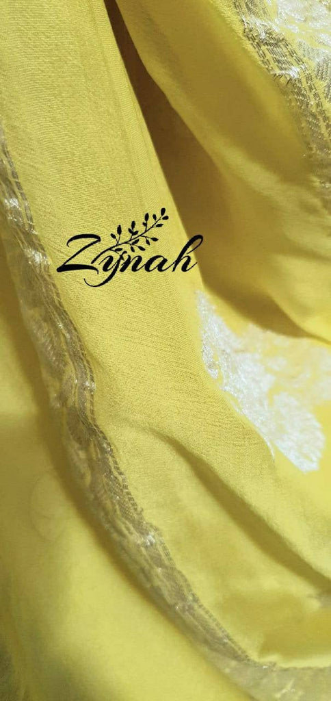 Zynah Pure Banarasi Handloom Khaddi Georgette Saree with Zari Weave; Custom Stitched/Ready-made Blouse, Fall, Petticoat; Shipping available USA, Worldwide