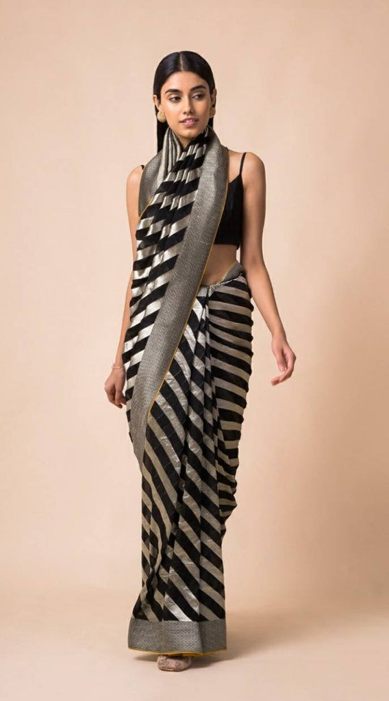 Zynah Khaddi Georgette Banarasi Woven Saree; Custom Stitched/Ready-made Blouse, Fall, Petticoat; Shipping available USA, Worldwide