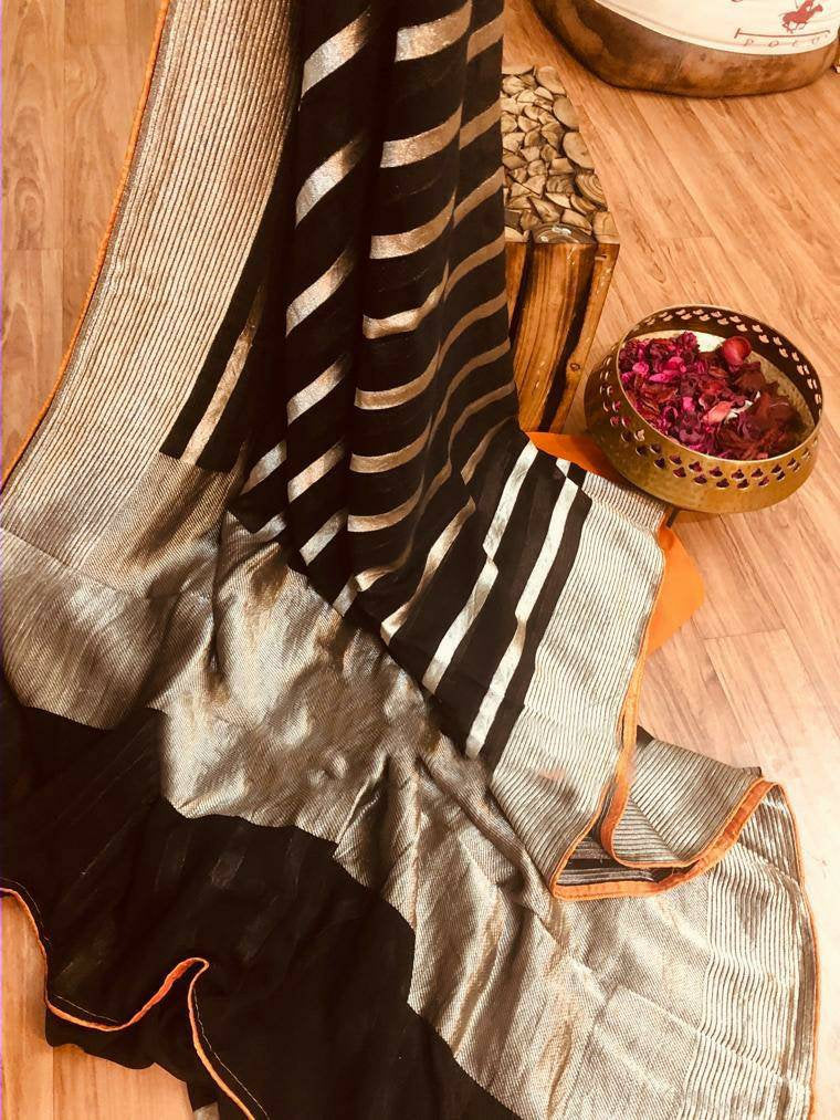 Zynah Khaddi Georgette Banarasi Woven Saree; Custom Stitched/Ready-made Blouse, Fall, Petticoat; Shipping available USA, Worldwide Zynah Khaddi Georgette Banarasi Woven Saree; Custom Stitched/Ready-made Blouse, Fall, Petticoat; Shipping available USA, Worldwide