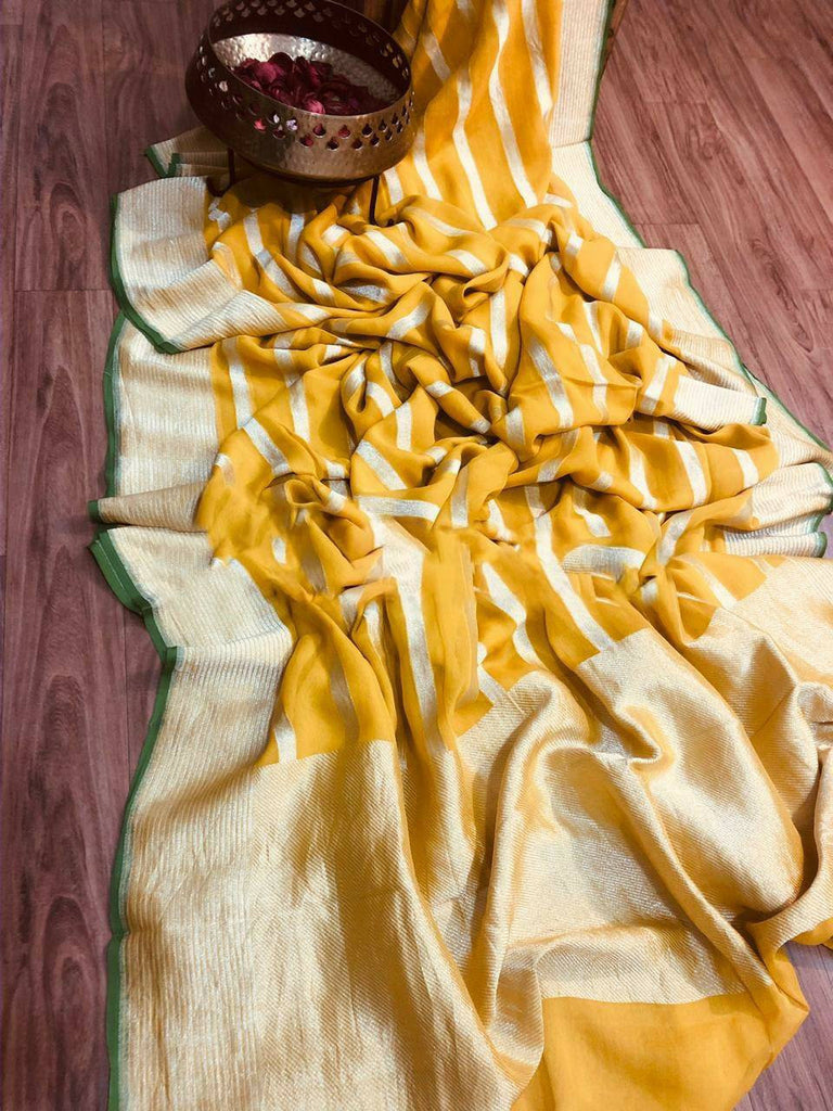 Zynah Khaddi Georgette Banarasi Woven Saree; Custom Stitched/Ready-made Blouse, Fall, Petticoat; Shipping available USA, Worldwide