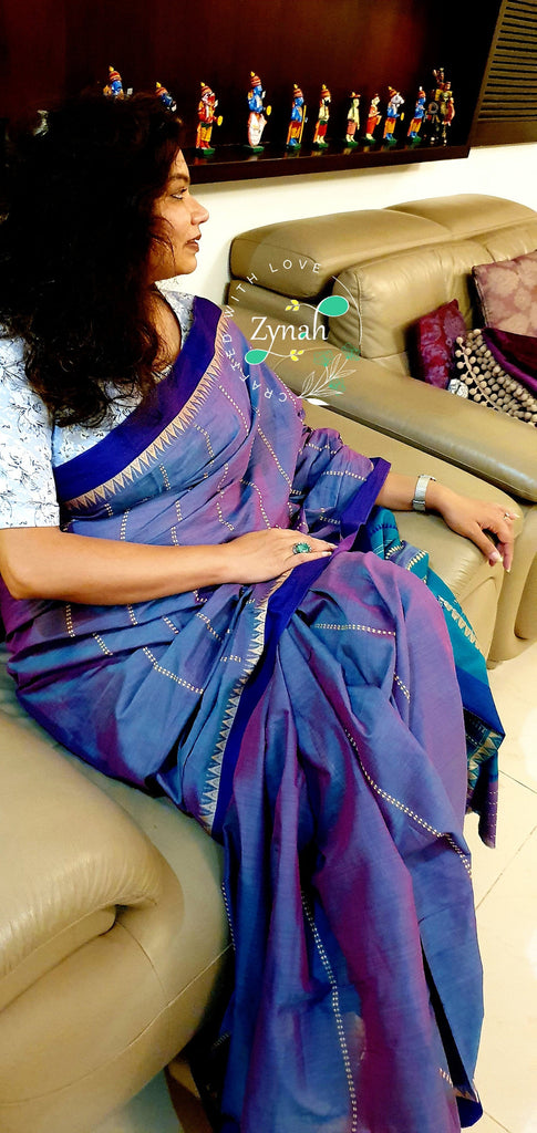 Zynah Handloom marked mercerised cotton 'Begampuri' Saree; Custom Stitched/Ready-made Blouse, Fall, Petticoat; Shipping available USA, Worldwide