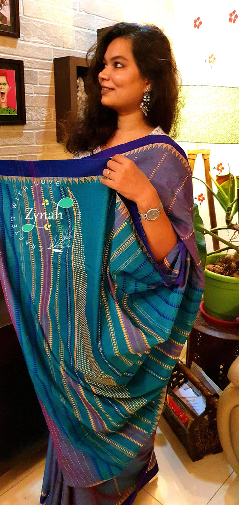 Zynah Handloom marked mercerised cotton 'Begampuri' Saree; Custom Stitched/Ready-made Blouse, Fall, Petticoat; Shipping available USA, Worldwide