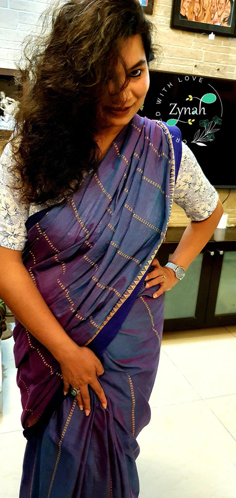 Zynah Handloom marked mercerised cotton 'Begampuri' Saree; Custom Stitched/Ready-made Blouse, Fall, Petticoat; Shipping available USA, Worldwide