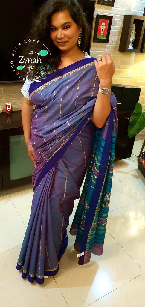 Zynah Handloom marked mercerised cotton 'Begampuri' Saree; Custom Stitched/Ready-made Blouse, Fall, Petticoat; Shipping available USA, Worldwide