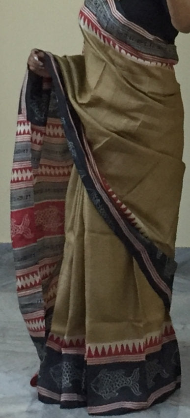 Zynah Pure Tussar Silk Handcrafted Sarees with Handblock Prints; stitched readymade blouse,fall,petticoat,available in USA & Worldwide