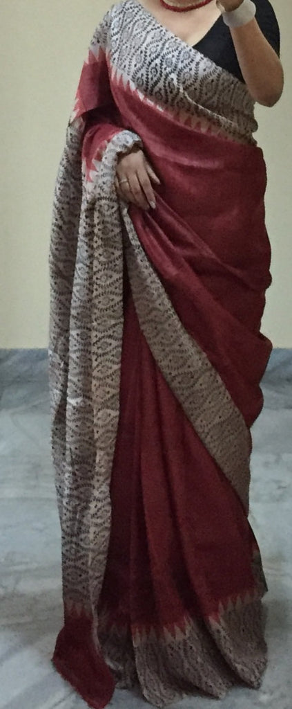 Zynah Pure Tussar Silk Handcrafted Sarees with Handblock Prints; stitched readymade blouse,fall,petticoat,available in USA & Worldwide