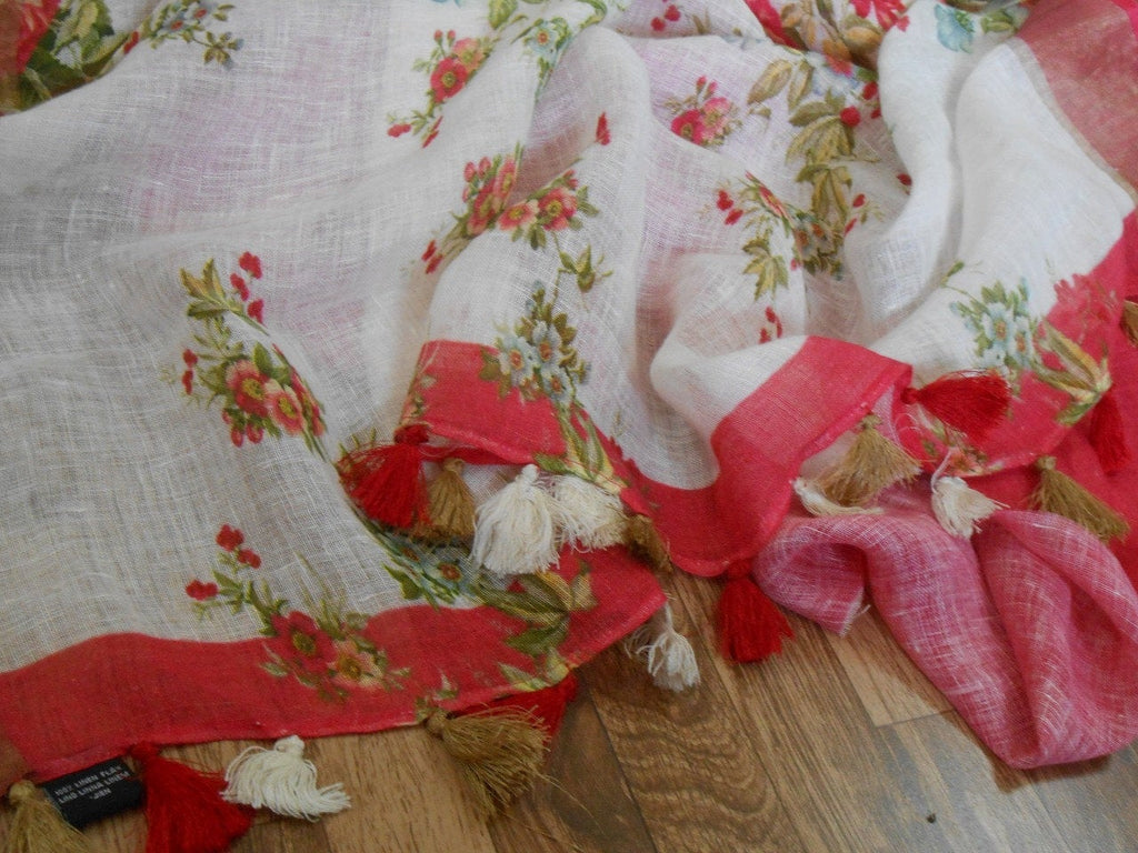 Zynah Digital Printed Organic Lab Tested 120 Count pure 'Linen by Linen' Saree; Custom Stitched/Ready-made Blouse, Fall, Petticoat; Shipping available USA, Worldwide