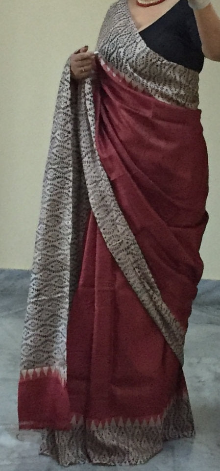 Zynah Pure Tussar Silk Handcrafted Sarees with Handblock Prints; stitched readymade blouse,fall,petticoat,available in USA & Worldwide