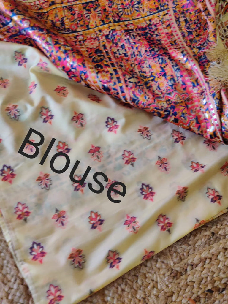 Zynah Pure Kani Silk Cotton Saree with Grand Pallu, Jaal woven body; Custom Stitched/Ready-made Blouse, Fall, Petticoat; Shipping available USA, Worldwide
