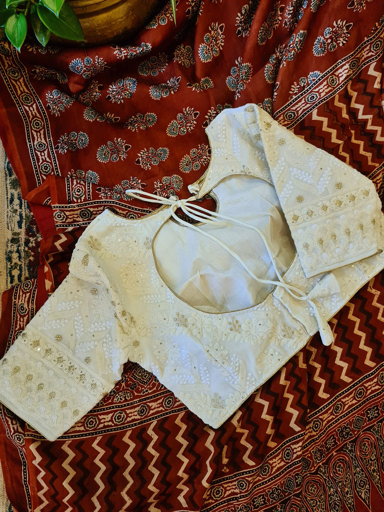 Zynah Pure Modal Silk Ajrakh Saree with Handblock Prints; Custom Stitched/Ready-made Blouse, Fall, Petticoat; Shipping available USA, Worldwide