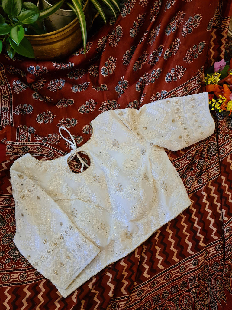 Zynah Pure Modal Silk Ajrakh Saree with Handblock Prints; Custom Stitched/Ready-made Blouse, Fall, Petticoat; Shipping available USA, Worldwide