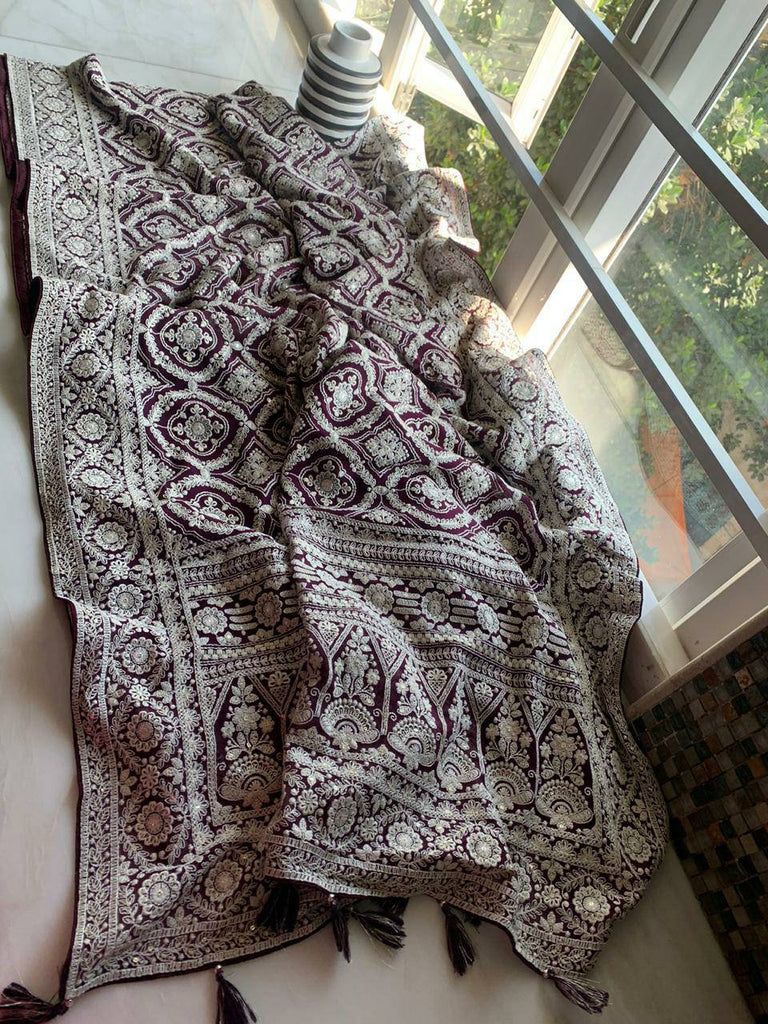 Zynah Pure Georgette Chikankari Saree in Pastel Shades, Sequence Hand work, Dyeable; Custom Stitched/Ready-made Blouse, Fall, Petticoat; Shipping available USA, Worldwide