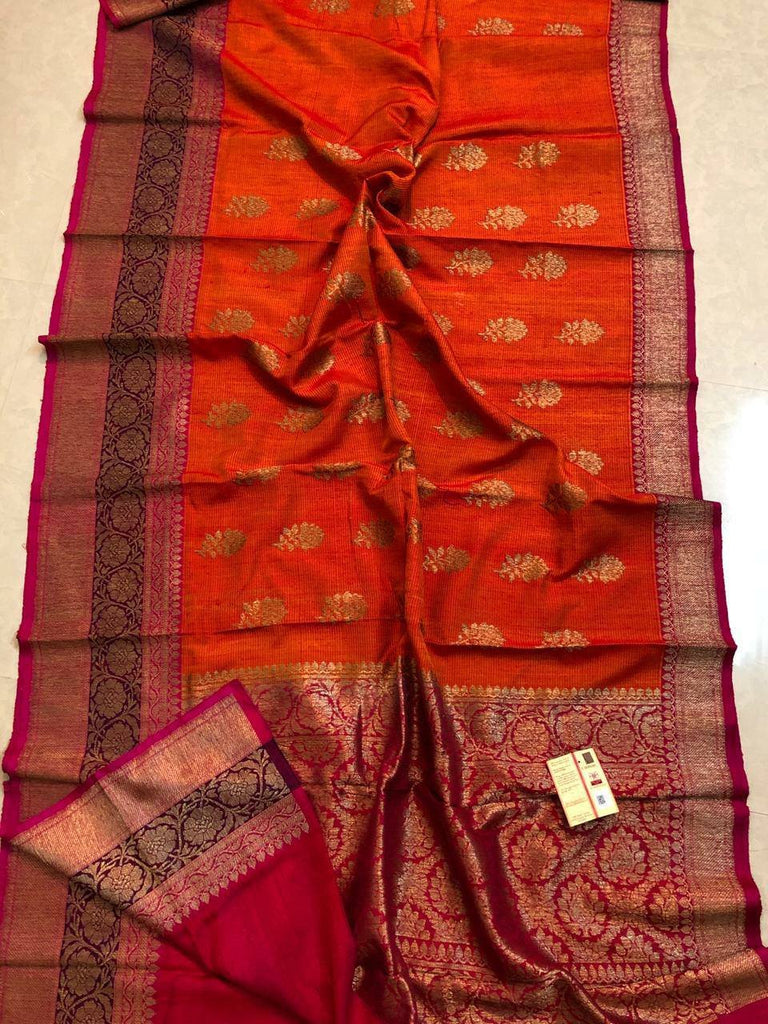 Zynah Pure Banarasi Silk Handloom Saree with hand brush dyed, Silk-marked; Custom Stitched/Ready-made Blouse, Fall, Petticoat; Shipping available USA, Worldwide