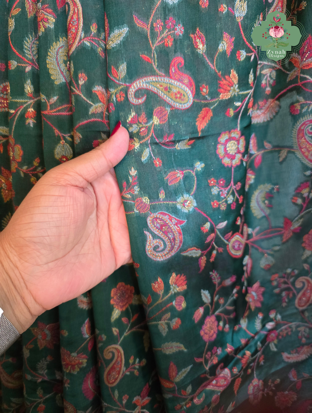 Aiza | Green Kashmiri Pure Kani Silk Jamavar Weave Saree | Made To Order